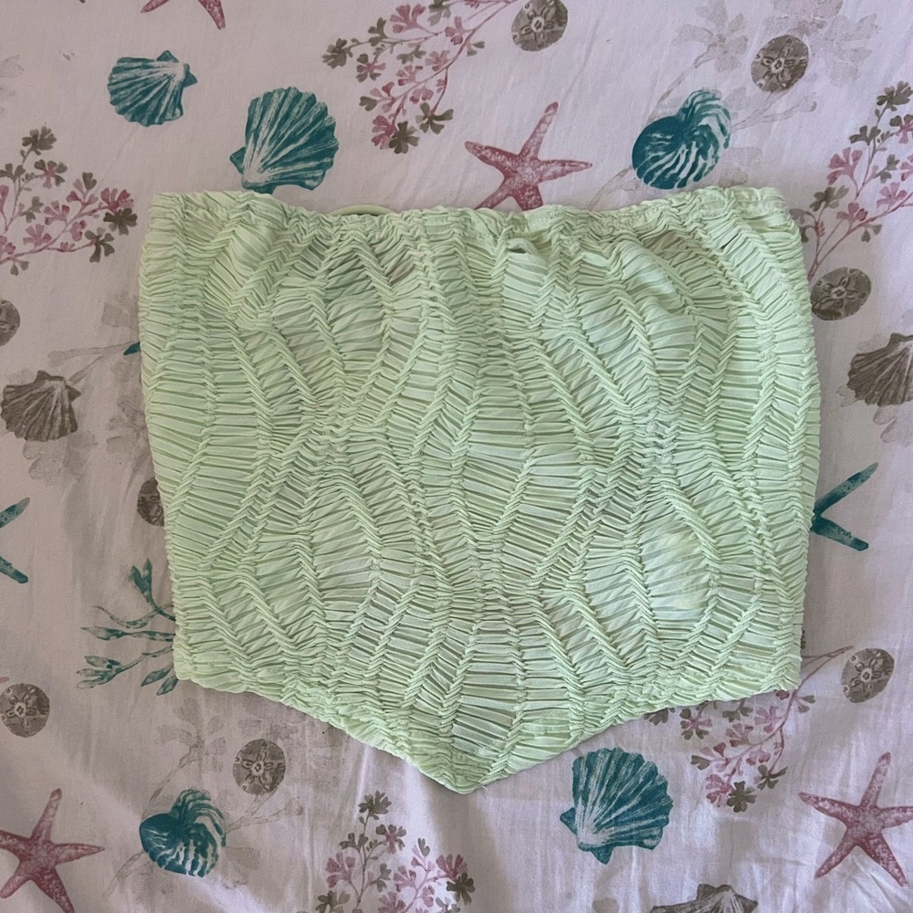 Green open back tube top